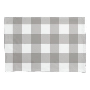 Housse D'oreillers Ferme Rustique Gris & Blanc Buffalo Plaid Carré