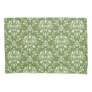 Housse D'oreillers Fern Vert et blanc Damas