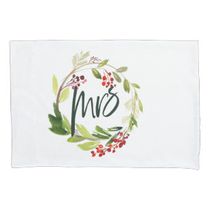 Housse D'oreillers feuillage des baies rouges de noël le plus frais