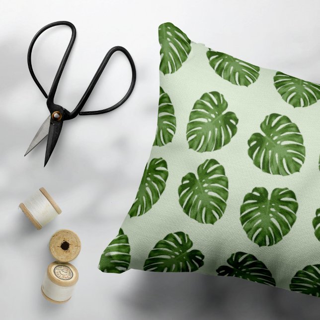 Housse D'oreillers Feuilles de palmiers, Feuilles verts, Motif tropic (Créateur téléchargé)