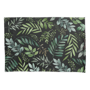 Housse D'oreillers Feuilles de verdure aquarelle  