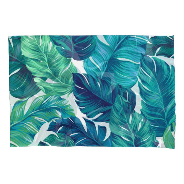 Housse D'oreillers Feuilles tropicaux, design graphique, palmiers réa (devant)