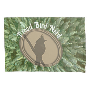 Housse D'oreillers Fier Oiseau Nerd Silhouette Vert Oiseau Brown