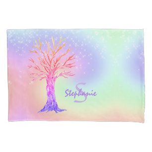 Housse D'oreillers Fille Arc-en-ciel Étincelles Monogramme Nom Pillow