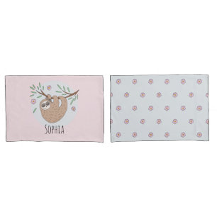 Housse D'oreillers Filles mignonne couchant couchage Animal et nom En