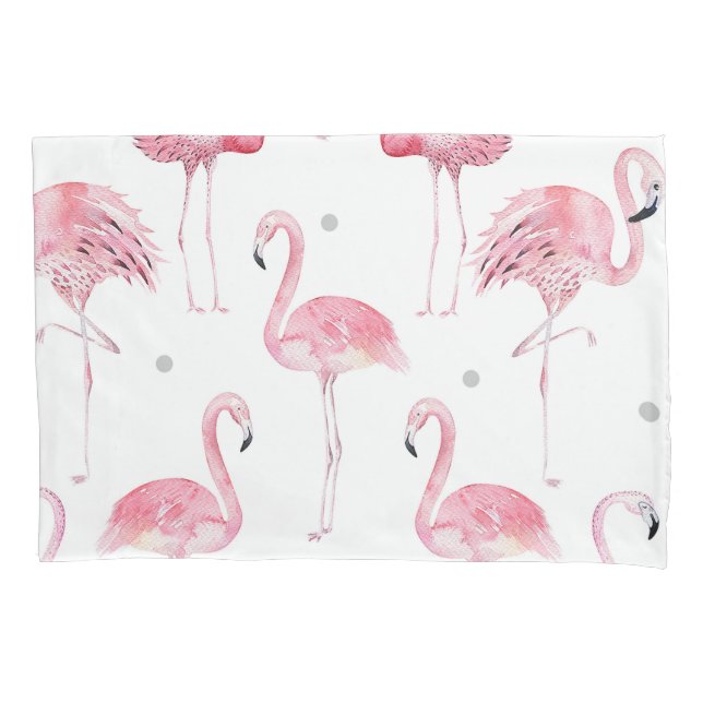 Housse D'oreillers Flamants roses gris à pois chic minimal personnali (devant)