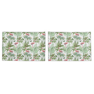 Housse D'oreillers Flamants roses roses tropicaux