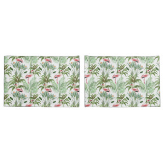 Housse D'oreillers Flamants roses roses tropicaux