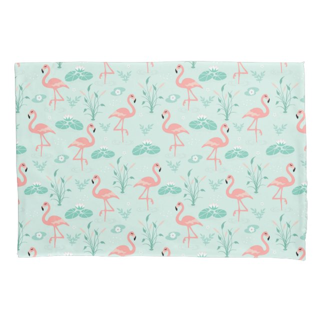 Housse D'oreillers Flamants roses vert rose Oiseaux tropicaux tendanc (devant)