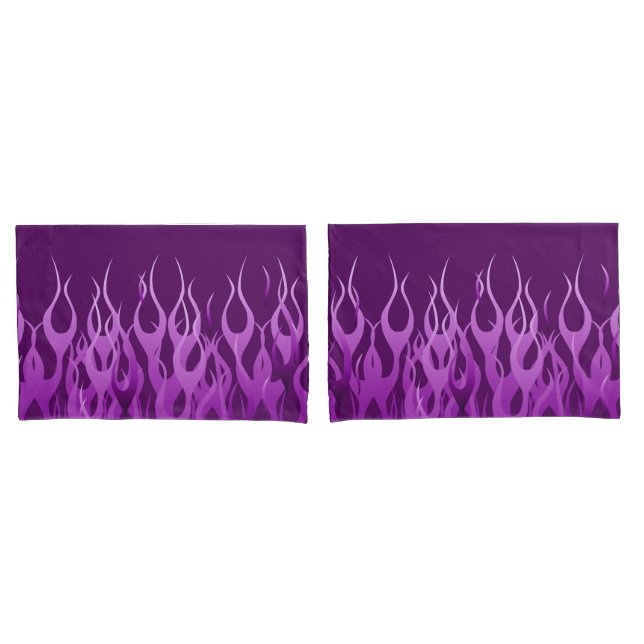 Housse D'oreillers Flammes de course violette en feu (devant-Set)