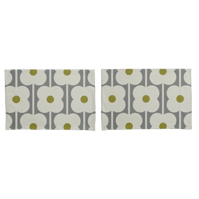 Housse D'oreillers Fleur Abacus et petit motif de tige (devant-Set)