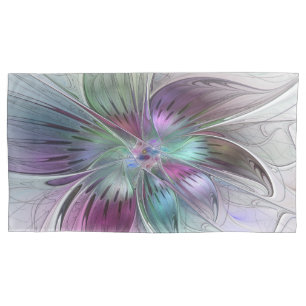 Housse D'oreillers Fleur Abstraite colorée Art moderne floral fractal