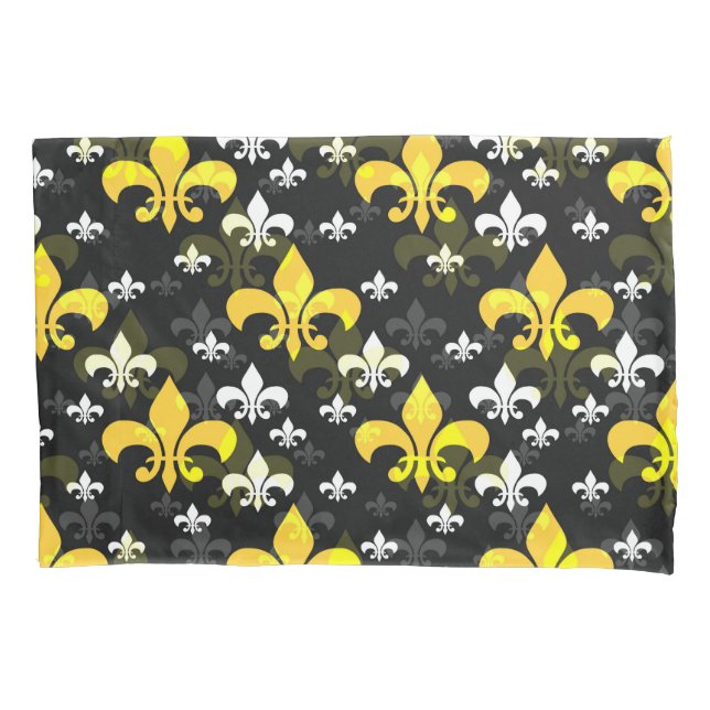 Housse D'oreillers Fleur De Lis Blanche Jaune (devant)
