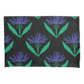 Housse D'oreillers Fleur de maïs bleu gras sur noir