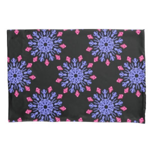 Housse D'oreillers Fleur de néon bleu et rouge