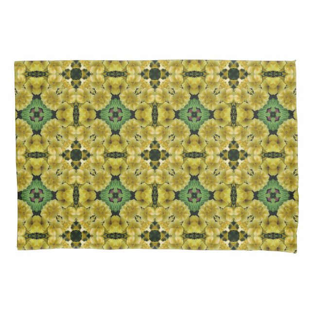 Housse D'oreillers Fleur de Primrose jaune Art Abstrait (devant)