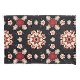 Housse D'oreillers Fleur géométrique rouge et beige 
