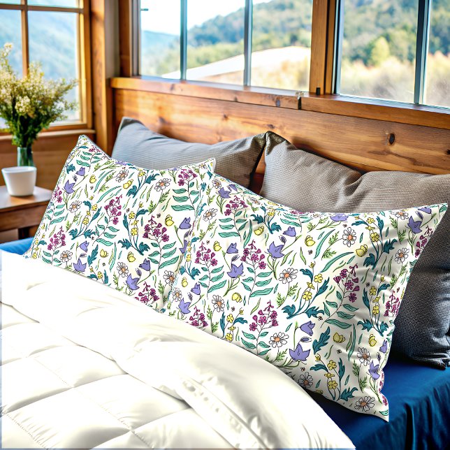 Housse D'oreillers Fleur sauvage taille King (Wildflowers Cream Color Pillowcase)