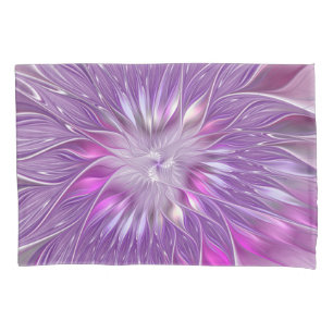 Housse D'oreillers Fleur violette rose abstraite d'art fractal