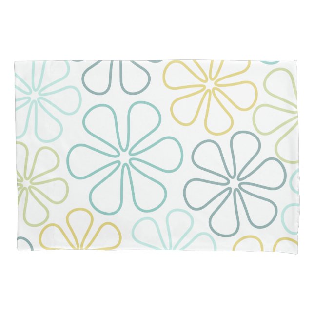 Housse D'oreillers Fleurs Abstraites Teals Lime jaune Blanc (devant)