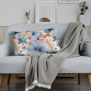 Housse D'oreillers Fleurs bleues Encre d'alcool dans les pastels doux