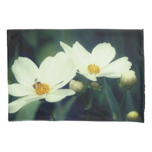 Housse D'oreillers Fleurs Cosmos Et Abeilles