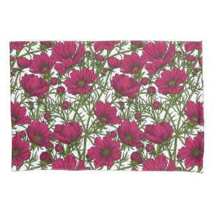 Housse D'oreillers Fleurs Cosmos roses