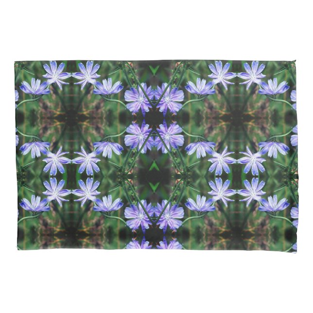 Housse D'oreillers Fleurs de chicorée bleu Motif (devant)