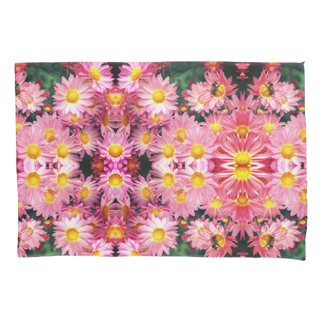 Housse D'oreillers Fleurs De Faisée Rose Et Motif De Bumble (devant)