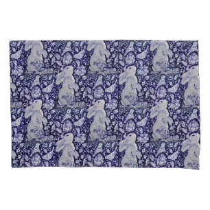 Housse D'oreillers Fleurs de lapin bleu et blanc Fleurs de lapin Bird
