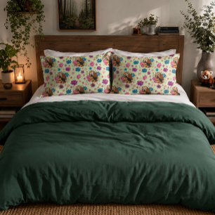 Housse D'oreillers Fleurs de Lotus Panda Rouge Henna