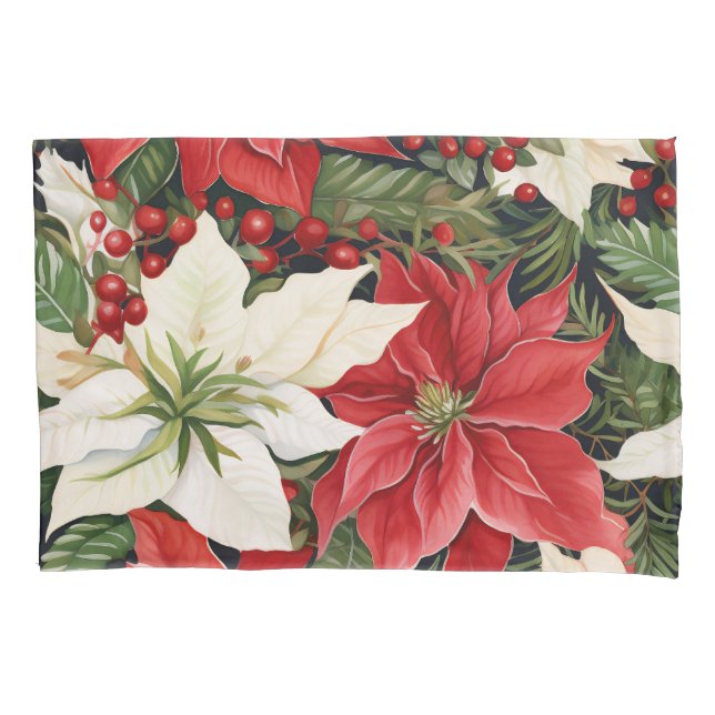 Housse D'oreillers Fleurs de Noël (devant)