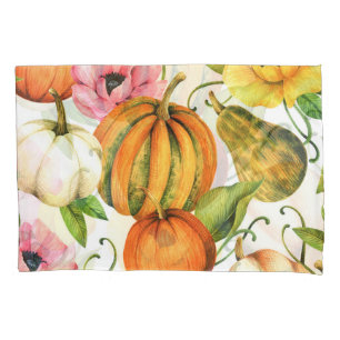 Housse D'oreillers Fleurs de soleil citrouilles : Aquarelle Motif des