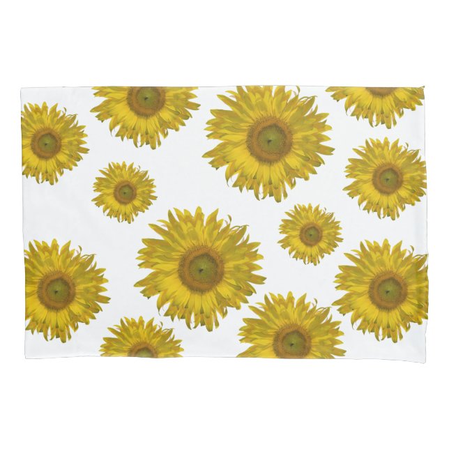 Housse D'oreillers Fleurs de soleil rayées jaunes (devant)