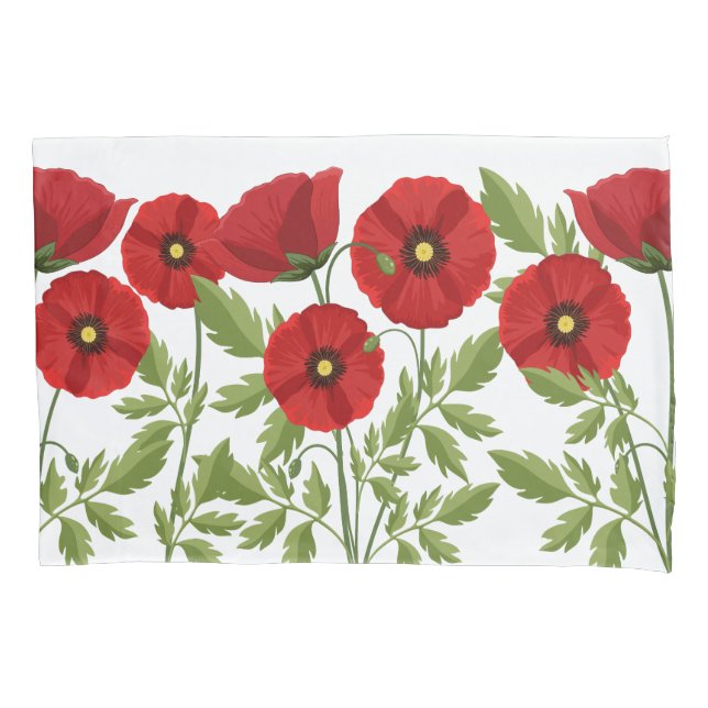 Housse D'oreillers Fleurs d'été joyeuses floraison de pavot (devant)