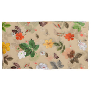 Housse D'oreillers Fleurs jaunes et roses blanches 17