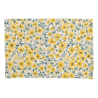 Housse D'oreillers Fleurs jaunes : moderne floral sans soudure.