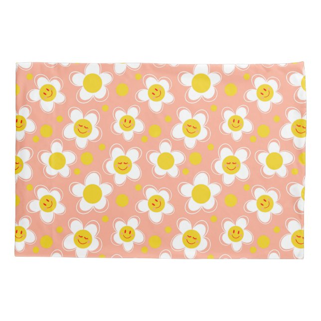 Housse D'oreillers Fleurs joyeuses - rose (Dos)