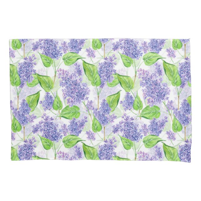 Housse D'oreillers Fleurs lilas aquarelles (devant)