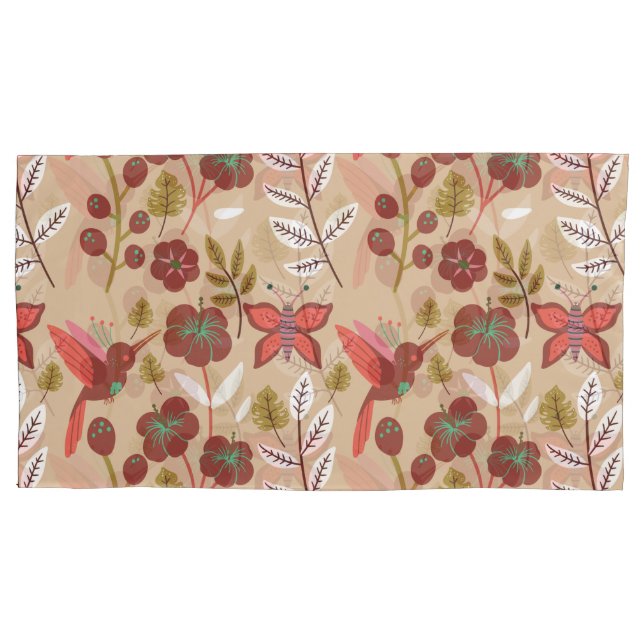 Housse D'oreillers Fleurs motifs florales sans soudure, oiseaux, papi (devant-gauche)