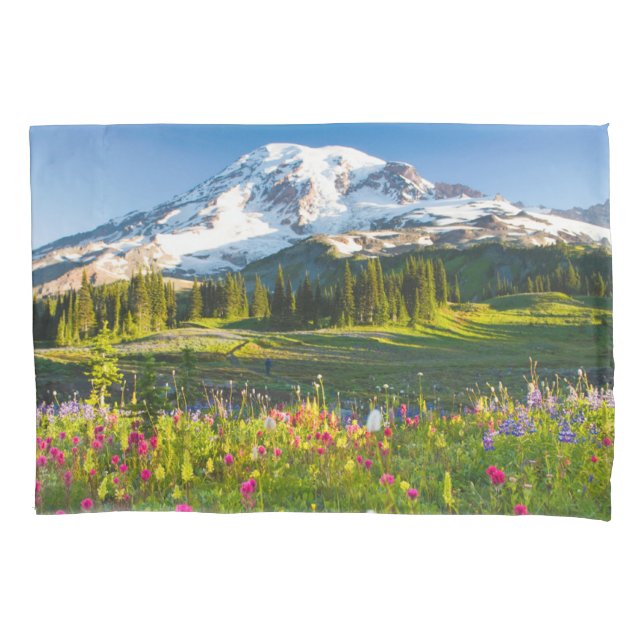 Housse D'oreillers Fleurs | Mt. Rainier Fleurs sauvages (devant)