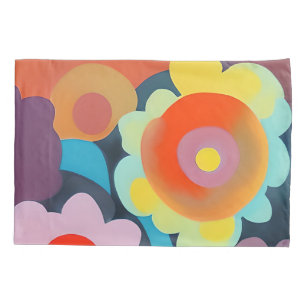 Housse D'oreillers Fleurs rétro mod