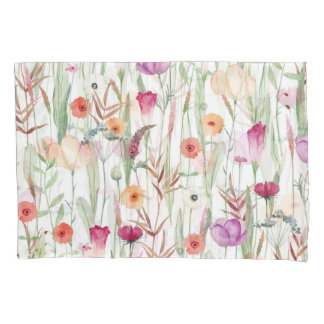 Housse D'oreillers Fleurs Sauvages Aquarelle Conception transparente