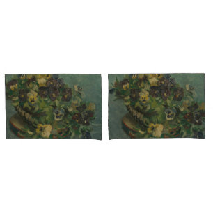 Housse D'oreillers Fleurs vintages Van Gogh Panier de Pansies