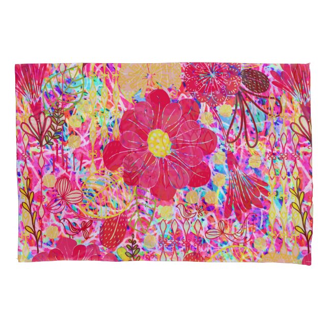 Housse D'oreillers Fleurs vives et colorées (devant-gauche)