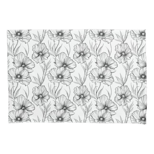 Housse D'oreillers Floral moderne noir et blanc Élégant (devant-gauche)