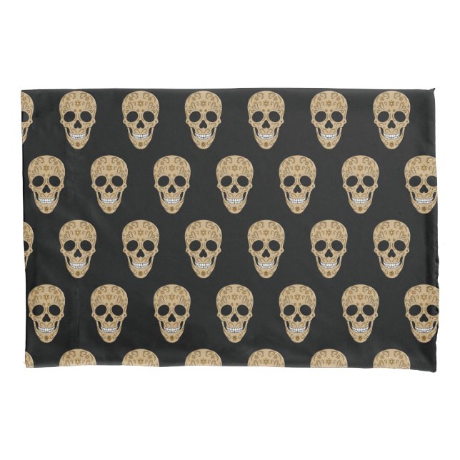 Housse D'oreillers Floral Sugar Skull Dia de los Muertos (devant)