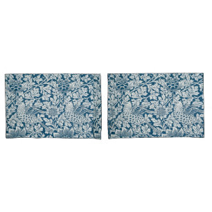 Housse D'oreillers Flore Flore Fleurs Feuilles Oiseaux Bleu