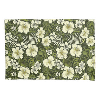 Housse D'oreillers Flore tropicale jaune et verte