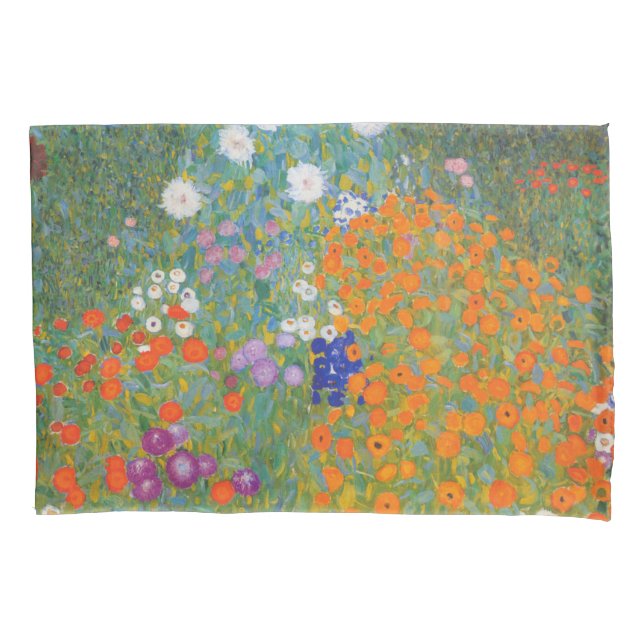 Housse D'oreillers Flower Garden by Gustav Klimt (devant)